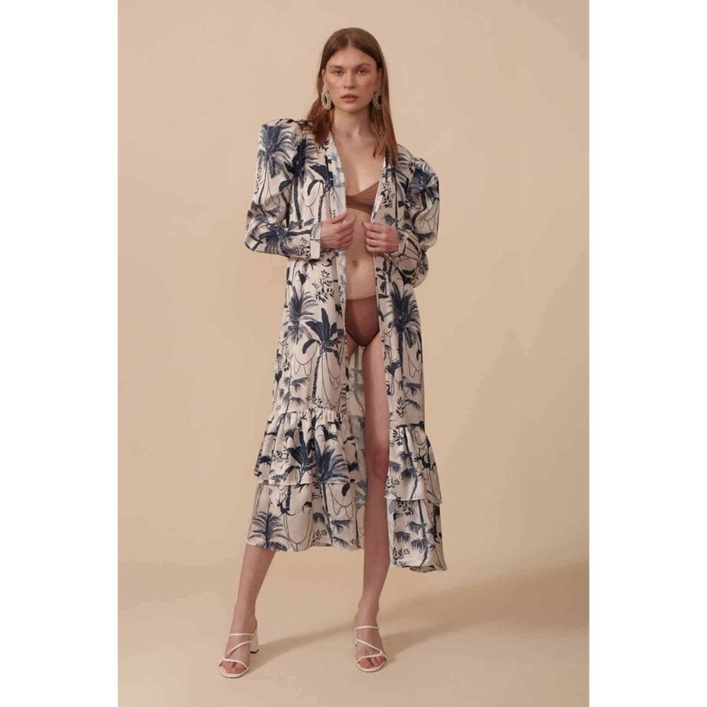 Lobo Rosa Safari  Tropical Print Kimono Women size M Medium ($400)